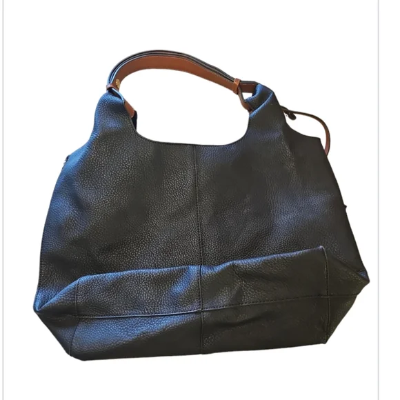 New Black Zip Tote Bag with Brown Handle and a Matching Coin Purse. - Picture 3 of 6